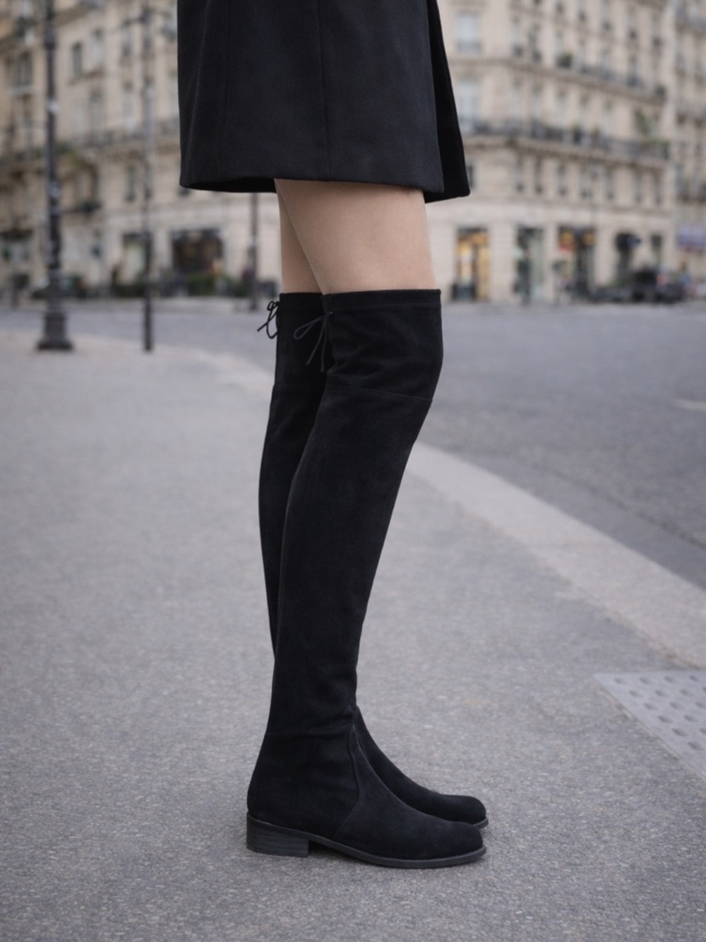 Stuart Weitzman Over-the-Knee Boots – Black Suede – Size 8.5 - Picture 2 of 13
